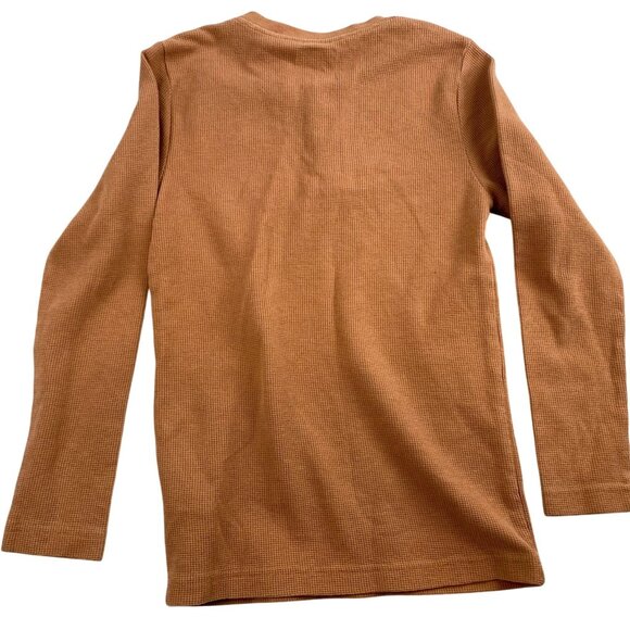 Hurley Youth Shirt Medium Brown Long Sleeve Henley Top Thermal Waffle Knit - Picture 2 of 8